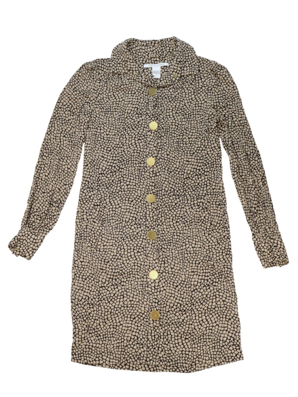 Diane von Furstenberg Silk Printed Shirt Dress Size 4 DVF
